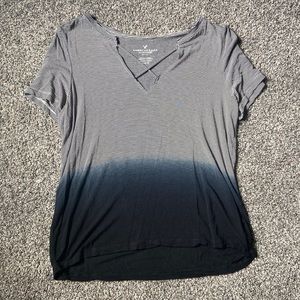 American Eagle Ombré Striped Cross Front V Neck Tee